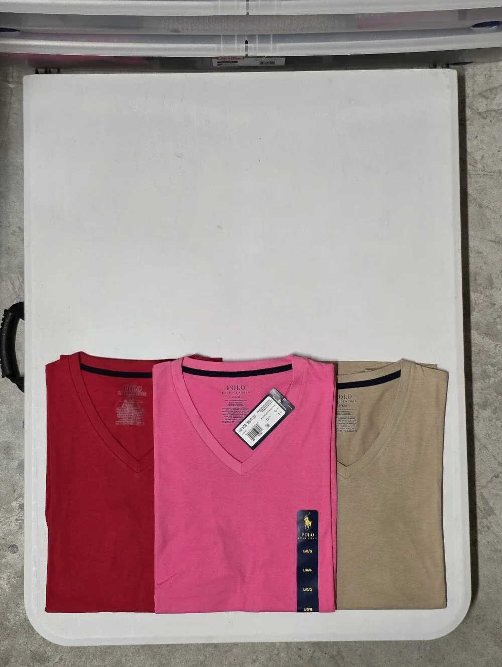 Polo Ralph Lauren men's V-neck cotton T-shirts Sz L 3 Pack